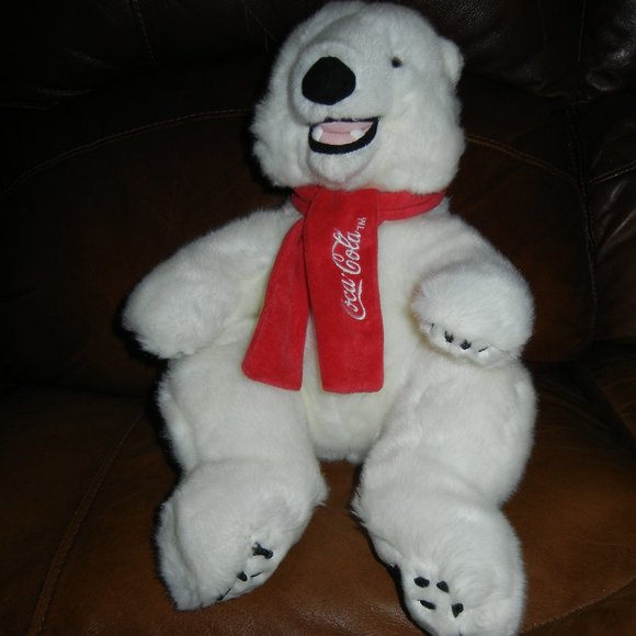 Coca Cola Coke White Polar Bear Stuffed Animal Plush Teeth & claws 2014 - Picture 1 of 5
